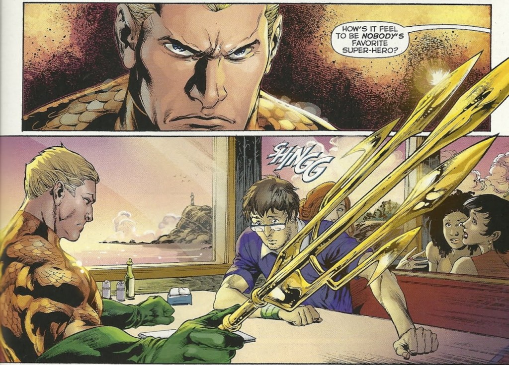 Aquaman has an unpleasant lunch. From New 52 Aquaman #1