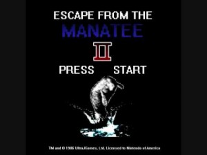 Title screen for "Escape from the Manatee II", a thing that happened (at least twice) in the eighties.