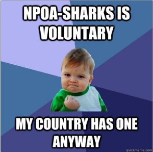 Success kid is right to celebrate. Most shark fishing nations do not yet have an NPOA-sharks