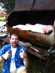 Other than removing the head and viscera, this is a whole pig on the grill. I was, obviously, extremely excited by the process, and for good reason- it was delicious. 