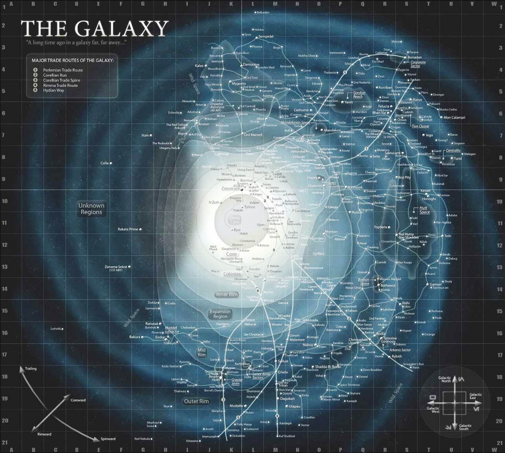 Figure 1: Study site of Tatooine is located on R18 of this map. Map source: http://starwars.wikia.com/wiki/The_galaxy 