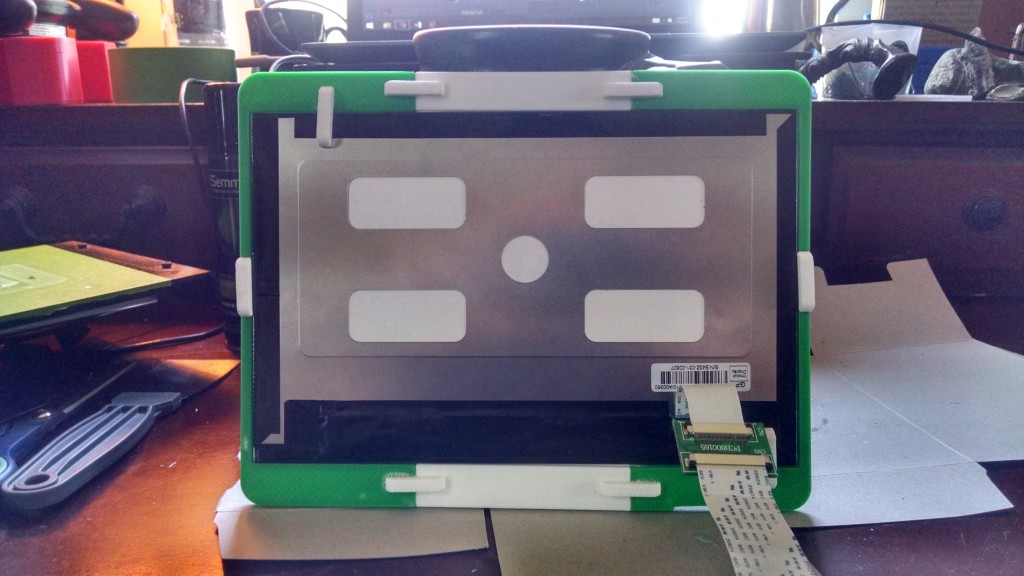 Back of the screen showing tab brackets.