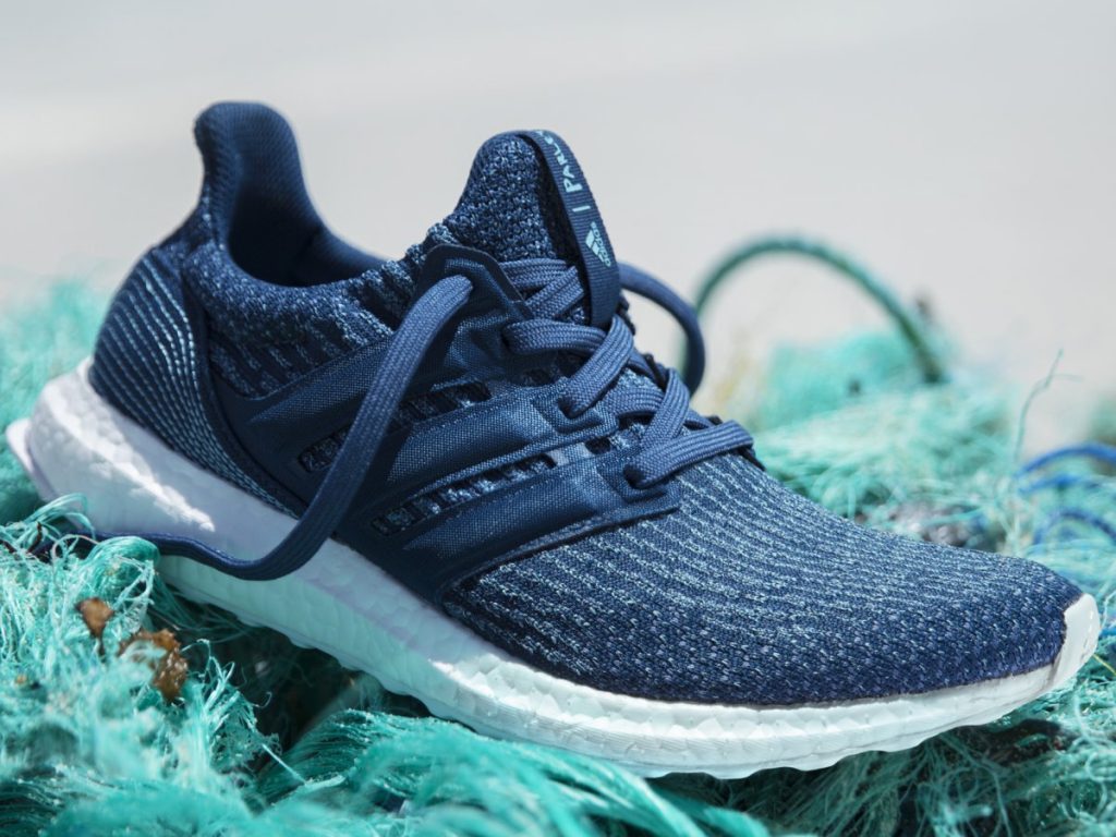 The UltraBoost sneaker from Adidas’ Parley ocean plastic collection.